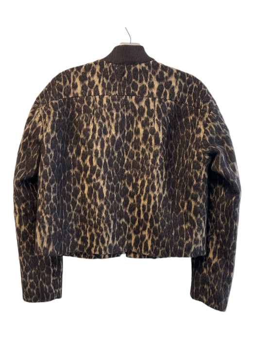 W by Worth Size XS Brown Acrylic Blend Front Zip Pockets Leopard Print Jacket Brown / XS