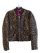 W by Worth Size XS Brown Acrylic Blend Front Zip Pockets Leopard Print Jacket Brown / XS