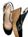 Stuart Weitzman Shoe Size 8.5 Black & Tan Patent Leather Cork Wedge Sandals Black & Tan / 8.5