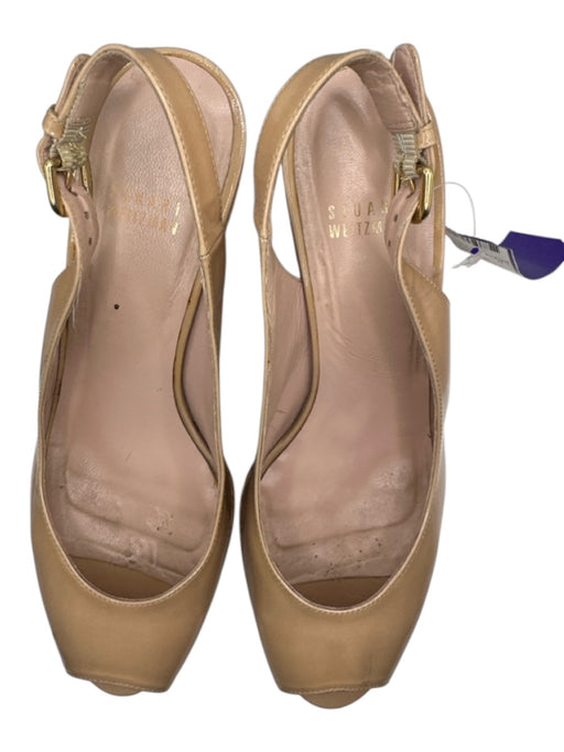 Stuart Weitzman Shoe Size 8.5 Nude & Tan Patent Leather Cork Wedge Sandals Nude & Tan / 8.5