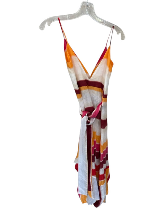 Juan De Dios Size S Pink & Orange Linen Spaghetti Strap Striped Wrap Maxi Dress Pink & Orange / S