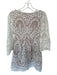 Monique Lhuillier Size 4 White & Nude Lace Long Sleeve Pleat Detail Dress White & Nude / 4