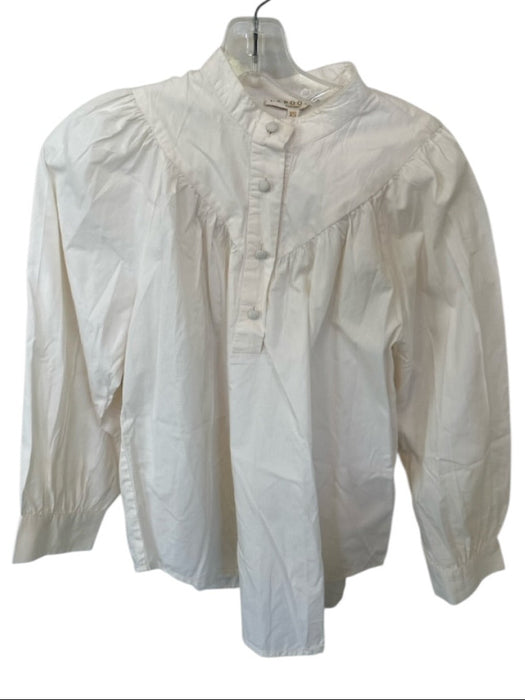 LaRoque Size XS Cream Cotton Long Balloon Sleeve Buttons Top Cream / XS