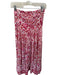 Poupette St. Barth Size XS Red & Pink Viscose Drawstring Waist Botanical Skirt Red & Pink / XS