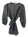 Summum Size 36 Black Long Balloon Sleeve Jaquard Metallic Belted Dress Black / 36