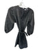 Summum Size 36 Black Long Balloon Sleeve Jaquard Metallic Belted Dress Black / 36