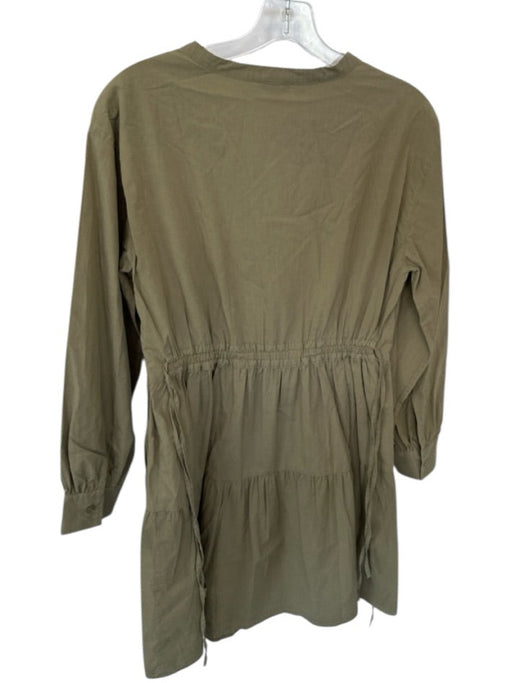 Rails Size S Army Green Cotton Long Sleeve Smocked Waist V Neck Dress Army Green / S
