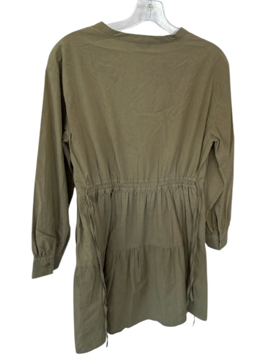 Rails Size S Army Green Cotton Long Sleeve Smocked Waist V Neck Dress Army Green / S