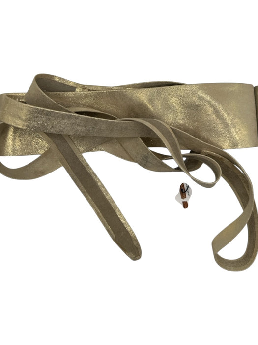 ADA Gold Leather Metallic Wide Tie Back Belts Gold / One Size