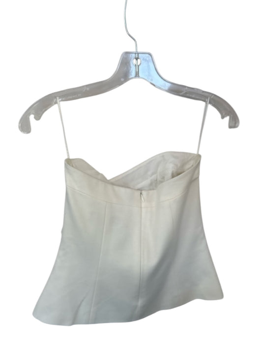 Trina Turk Size 6 Ivory Rayon Blend Strapless Belted Boning Back Zip Top Ivory / 6