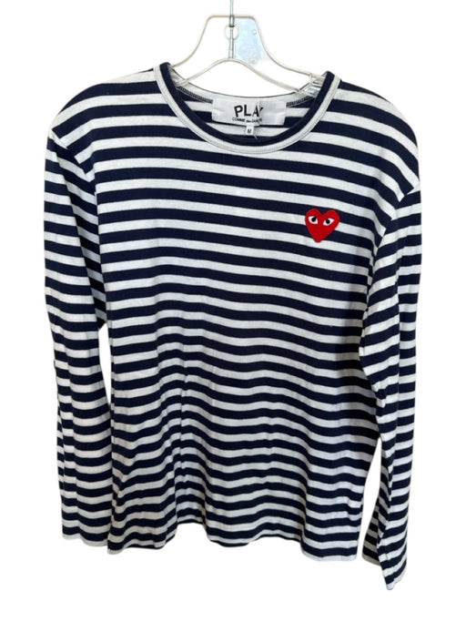 PLAY Comme des Garcons Size M Navy & Red Cotton Long Sleeve Striped Heart Top Navy & Red / M