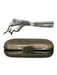 House of Harlow Pewter Leather Metallic Hinge Clutch Bag Pewter / XS