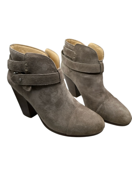 Rag & Bone Shoe Size 9 Warm Gray Suede Block Heel Ankle Strap Detail Boots Warm Gray / 9
