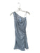 Carven Size 36 Blue & White Silk Striped Asymetric Side Zip Knee length Dress Blue & White / 36