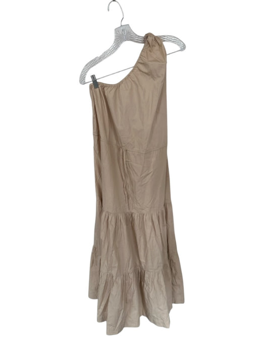 S/W/F Size Est L Khaki One Shoulder Tie Waist Tiered Maxi Dress Khaki / Est L