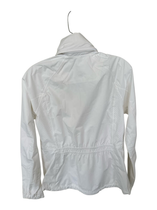 Zero Restriction Size S White Polyester Zip Up Hooded Pockets Rain Jacket White / S