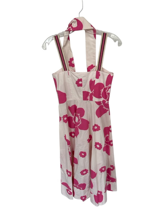 Tara Jarmon Size Est M Peach & Pink Cotton Button Detail Floral Midi Dress Peach & Pink / Est M