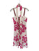 Tara Jarmon Size Est M Peach & Pink Cotton Button Detail Floral Midi Dress Peach & Pink / Est M