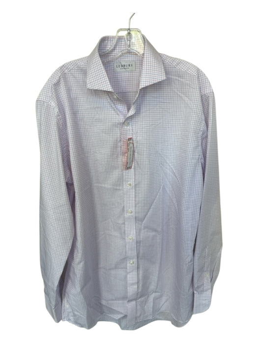 Ledbury Size 16.5 Pink & Blue Cotton Grid Button Down Men's Shirt Pink & Blue / 16.5
