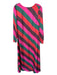 Silka Size XS Pink & Brown Silk Long Sleeve Lines Low Back Maxi Dress Pink & Brown / XS
