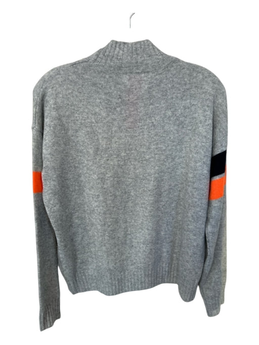 Brodie Size XS Gray & Orange Cashmere Mock Neck Smiley Face Long Sleeve Sweater Gray & Orange / XS