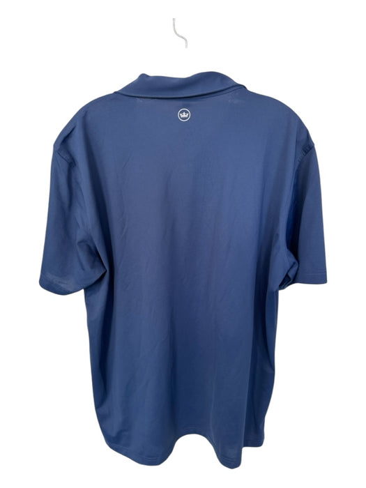 Peter Millar Size XL Navy Polyester Blend Football Golf Men's Polo Navy / XL