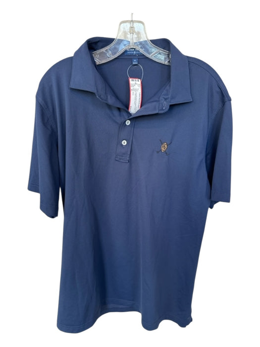 Peter Millar Size XL Navy Polyester Blend Football Golf Men's Polo Navy / XL