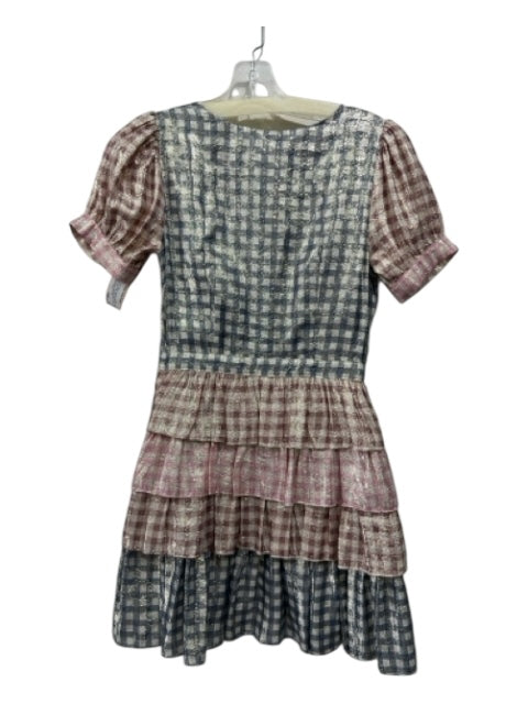 Love Shack Fancy Size 0 Pink, Purple & Blue Silk Blend Metallic Gingham Dress Pink, Purple & Blue / 0