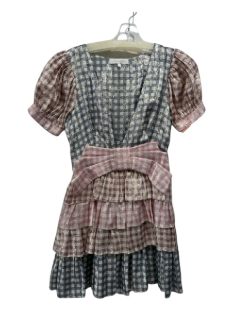 Love Shack Fancy Size 0 Pink, Purple & Blue Silk Blend Metallic Gingham Dress Pink, Purple & Blue / 0