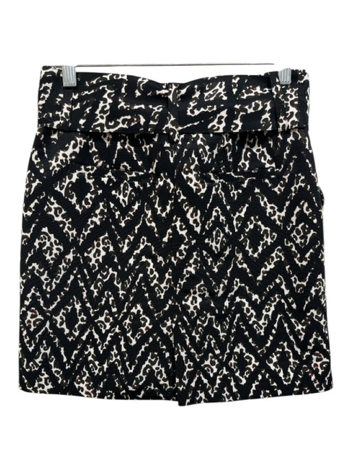 Marie Oliver Size 2 Black, White, Brown Polyester Striped, Animal Print Skirt Black, White, Brown / 2