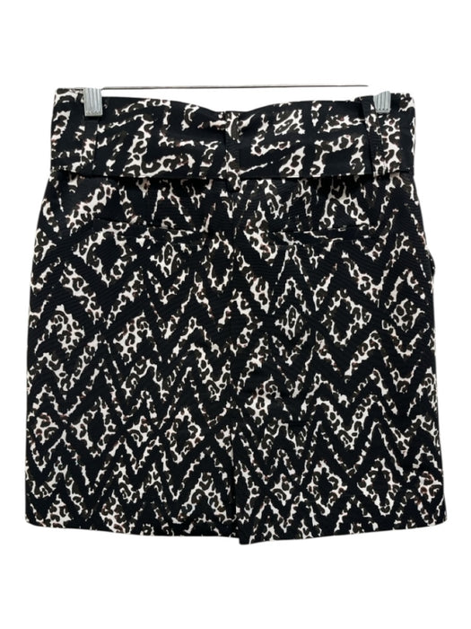 Marie Oliver Size 2 Black, White, Brown Polyester Striped, Animal Print Skirt Black, White, Brown / 2