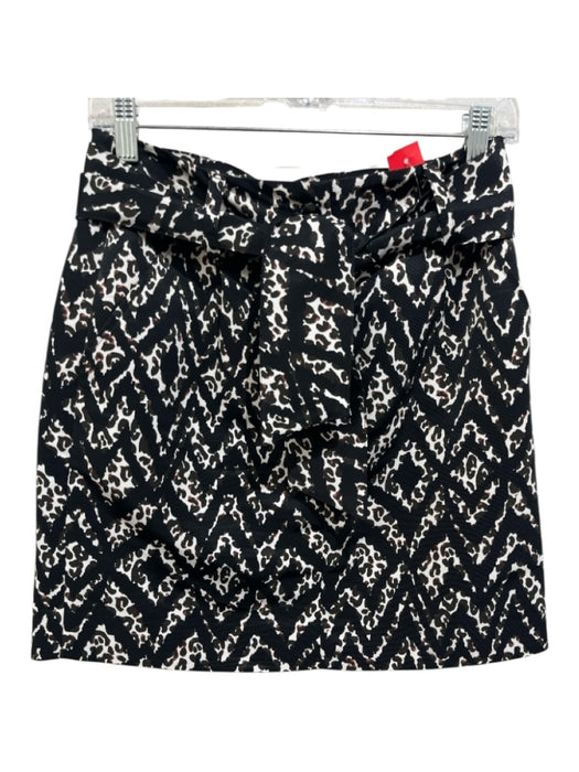 Marie Oliver Size 2 Black, White, Brown Polyester Striped, Animal Print Skirt Black, White, Brown / 2