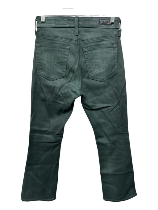 AG Size 26 Green Cotton Blend Coated Solid High Rise Boot Cut Jeans Green / 26