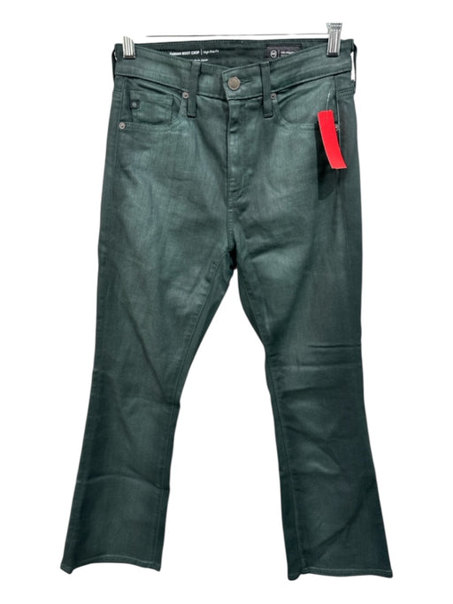 AG Size 26 Green Cotton Blend Coated Solid High Rise Boot Cut Jeans Green / 26