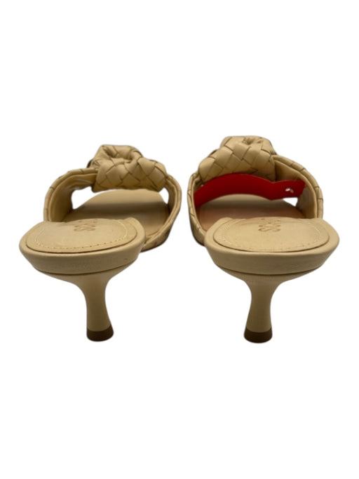 Schutz Shoe Size 9 Yellow Beige Leather Upper Woven Detail Knot Sandals Yellow Beige / 9