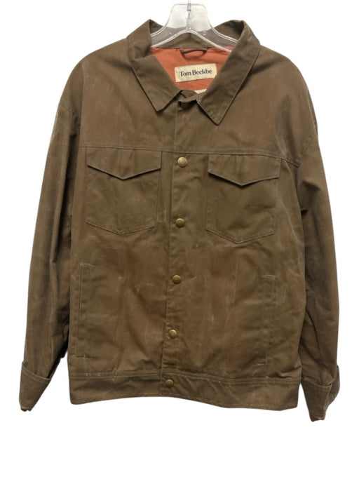 Tom Beckbe Size XL Beige Cotton Waxed Button Up Snap button Men's Jacket Beige / XL