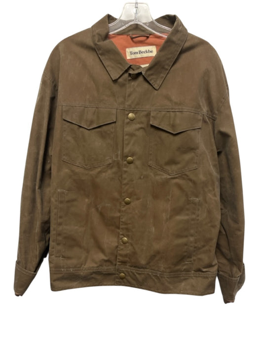 Tom Beckbe Size XL Beige Cotton Waxed Button Up Snap button Men's Jacket Beige / XL