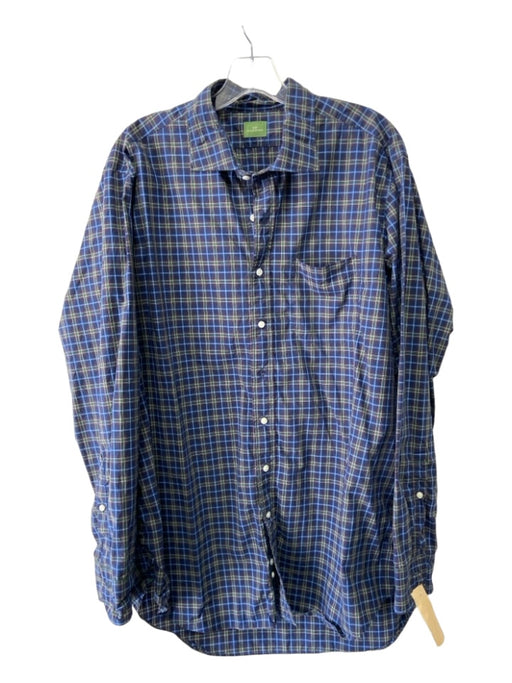 Sid Mashburn Size XL Blue & Green Cotton Plaid Button Up Men's Long Sleeve Shirt XL
