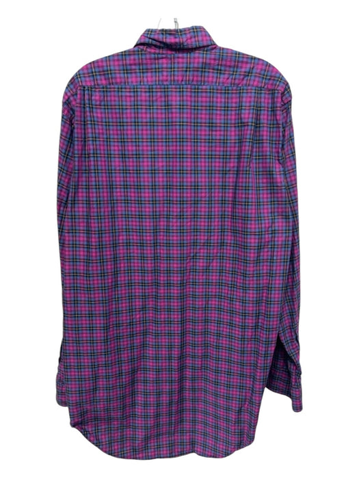 Sid Mashburn Size XL Purple & Blue Print Cotton Blend Plaid Long Sleeve Shirt XL