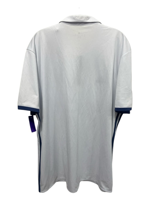 Adidas Size XXL White & Blue Synthetic Solid Jersey Men's Short Sleeve White & Blue / XXL