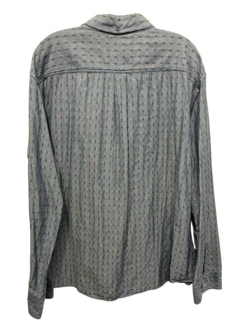 Billy Reid Size XXL Blue Cotton Textured Button up Men's Long Sleeve Shirt Blue / XXL