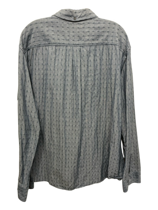 Billy Reid Size XXL Blue Cotton Textured Button up Men's Long Sleeve Shirt Blue / XXL