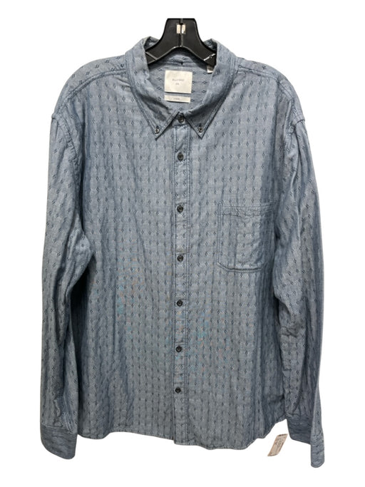Billy Reid Size XXL Blue Cotton Textured Button up Men's Long Sleeve Shirt Blue / XXL