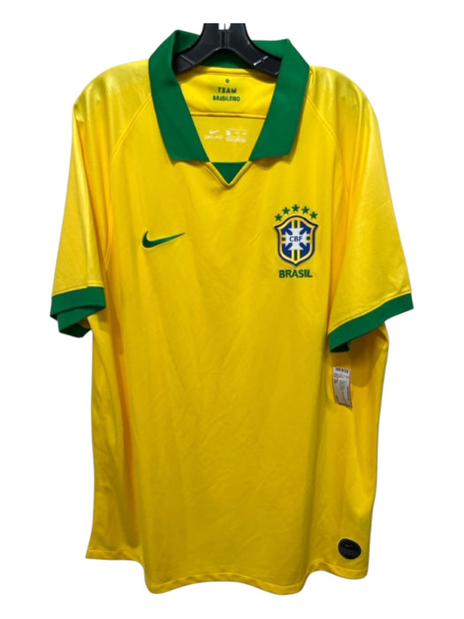 Nike Size XXL Yellow Synthetic Solid Polo Soccer Men's Short Sleeve Yellow / XXL