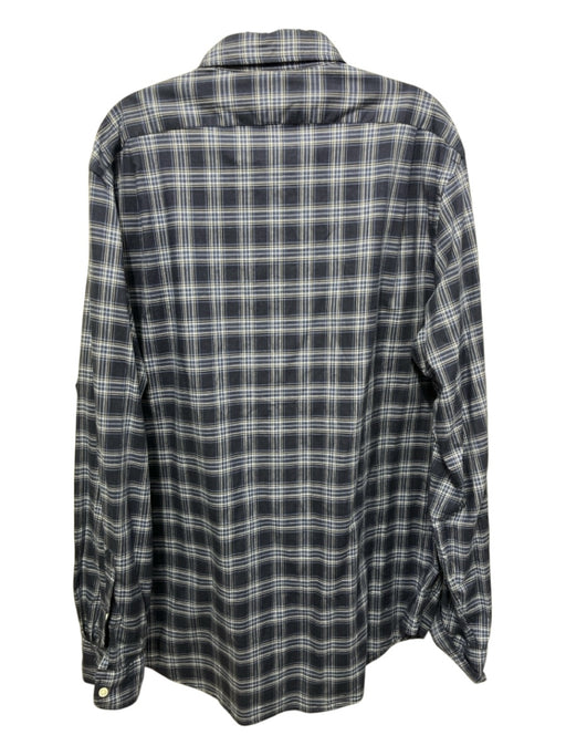 Polo Size XL Navy & Blue Cotton Plaid Button up Men's Long Sleeve Shirt Navy & Blue / XL