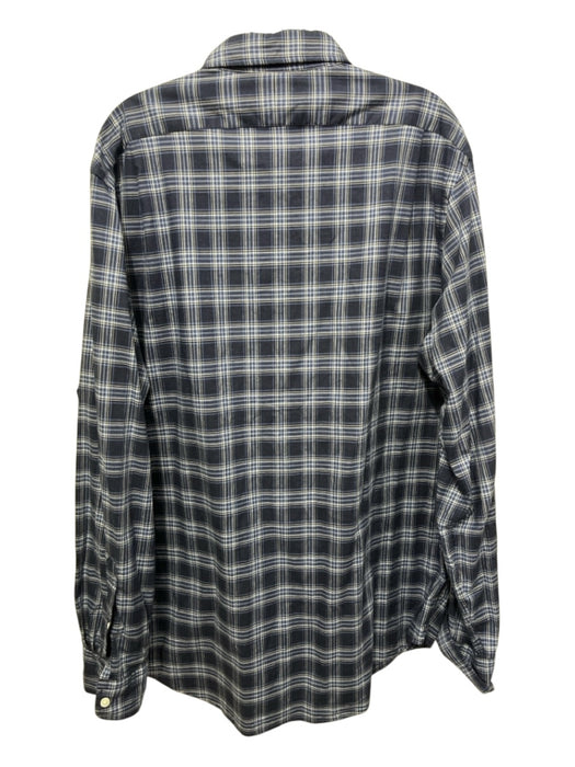 Polo Size XL Navy & Blue Cotton Plaid Button up Men's Long Sleeve Shirt Navy & Blue / XL