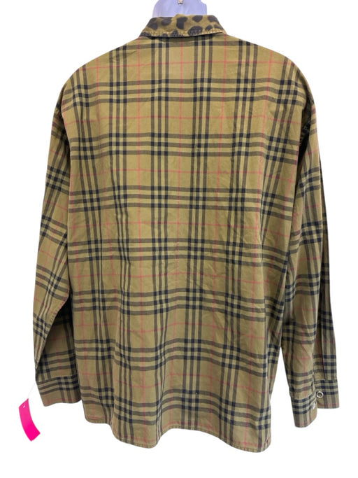 Burberry Size XXL Green Cotton Plaid Button Up Snap button Long Sleeve Shirt Green / XXL