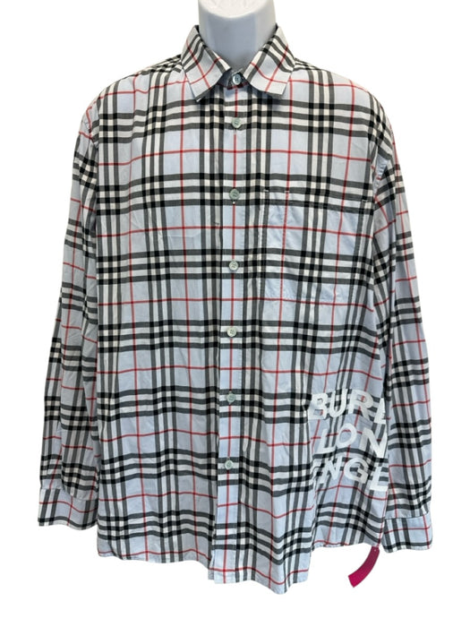Burberry Size XXL Light Blue & White Cotton Nova Check Men's Long Sleeve Shirt Light Blue & White / XXL