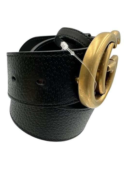 Gucci New Black Leather Solid Men's Belt Black
