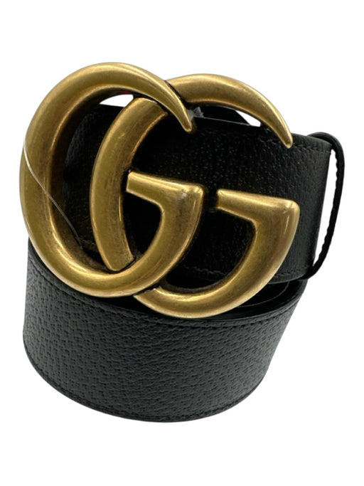Gucci New Black Leather Solid Men's Belt Black